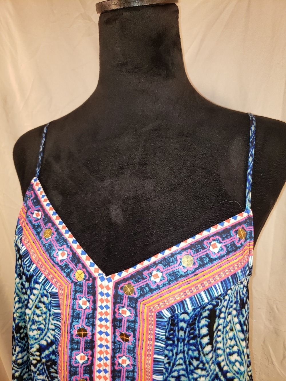 Nanette Lepore pink label with blue patterned fabric Swimsuit Coverup - L - Picture 2 of 5